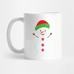 Christmas Snowman, Hat, Buttons, Carrot Nose, Xmas Mug